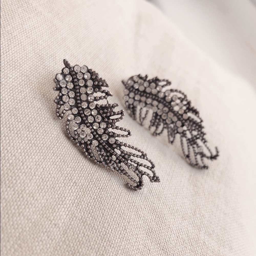 Free people crystal feather earrings